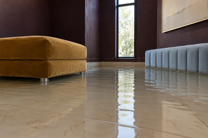 Water Extraction Near Bohls Park — pooled water around submerged furniture feet