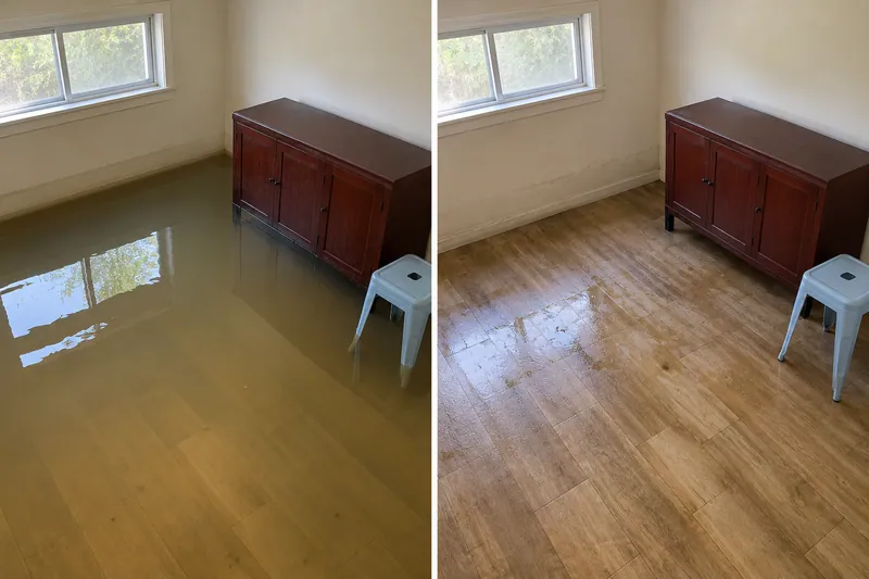 Water Extraction Near Lake Pflugerville Park — before bulk pickup and damp surface after