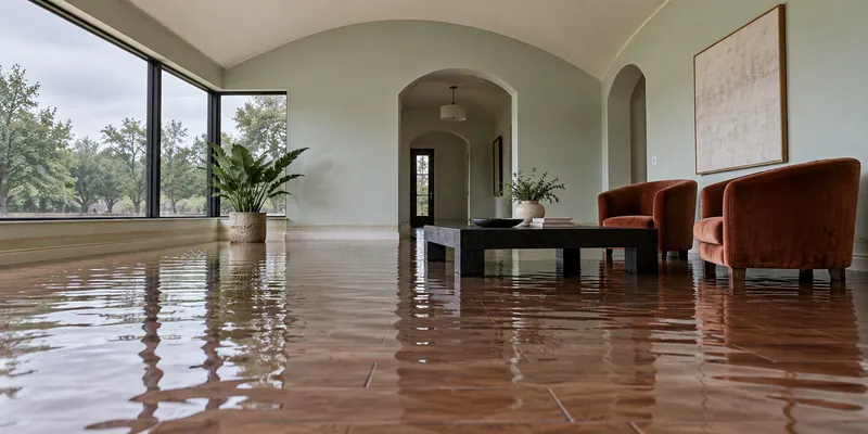 Water Extraction in Pflugerville — standing water around low furniture